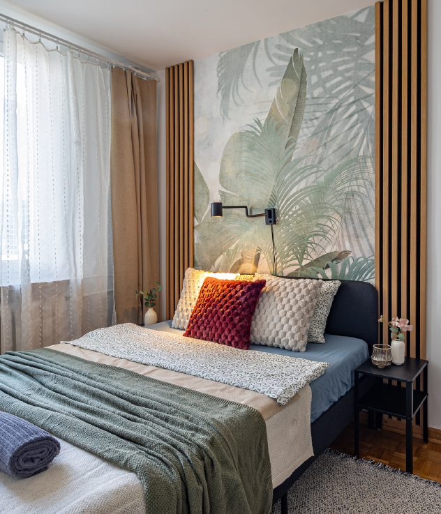 Sypialnia przygotowana do wynajmu po home stagingu